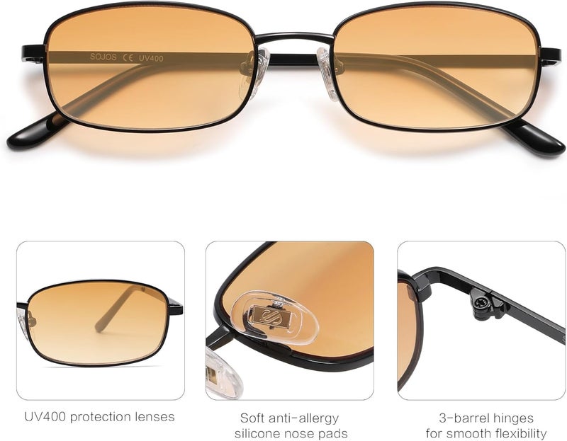 Sojos Small Trendy Rectangle Sunglasses Womens Mens, Retro 80s 90s Y2k Chic Narrow Thin Skinny Sunnies SJ1187 - Image 3